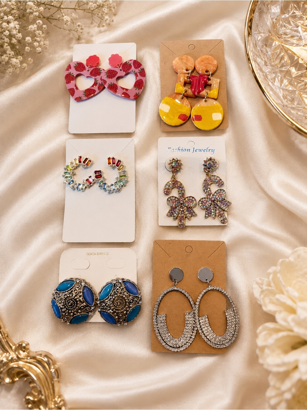 Assorted Colorful Statement pierced Earrings Set